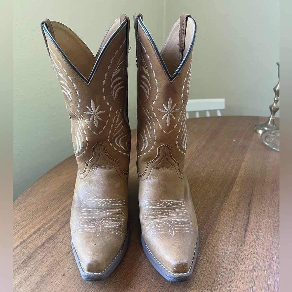 Sterling River Boots Stitched Leather Cowboy Boots Size 7